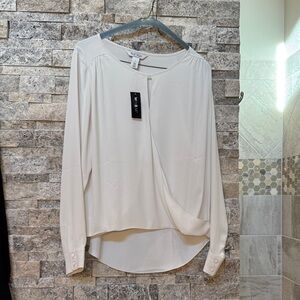 Elegant White Draped Blouse